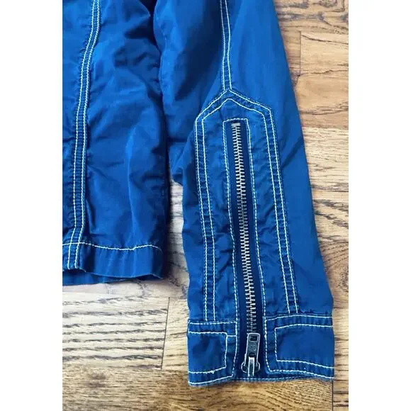 Twill Twenty Two 22 Size Small Anthropologie Navy Cotton Jacket Unique Zippers - Picture 3 of 11